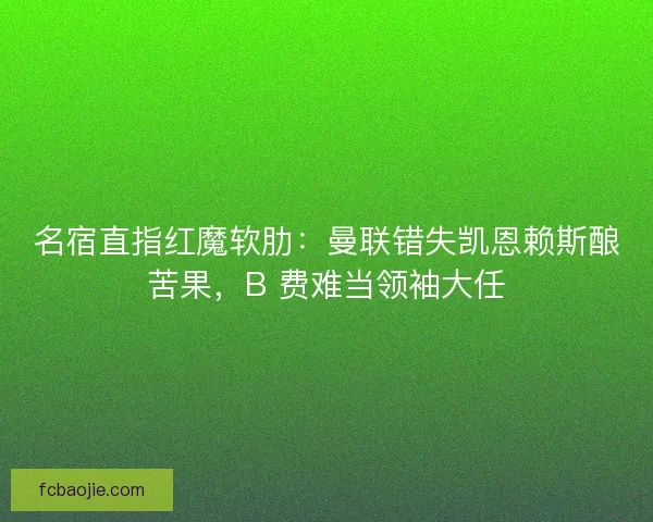 名宿直指红魔软肋：曼联错失凯恩赖斯酿苦果，B 费难当领袖大任