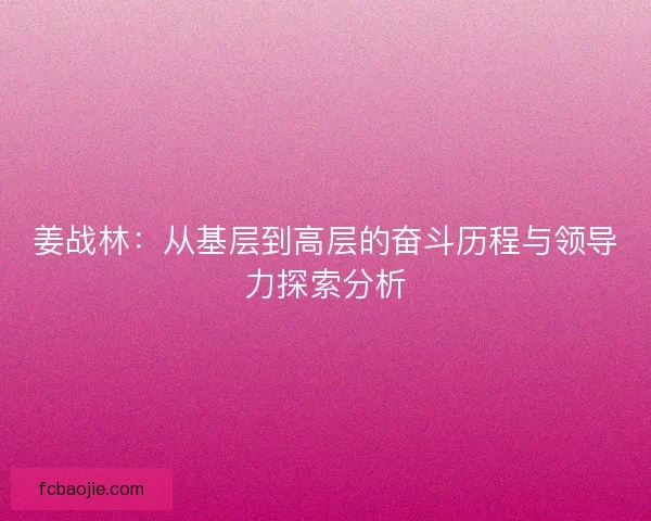 姜战林：从基层到高层的奋斗历程与领导力探索分析