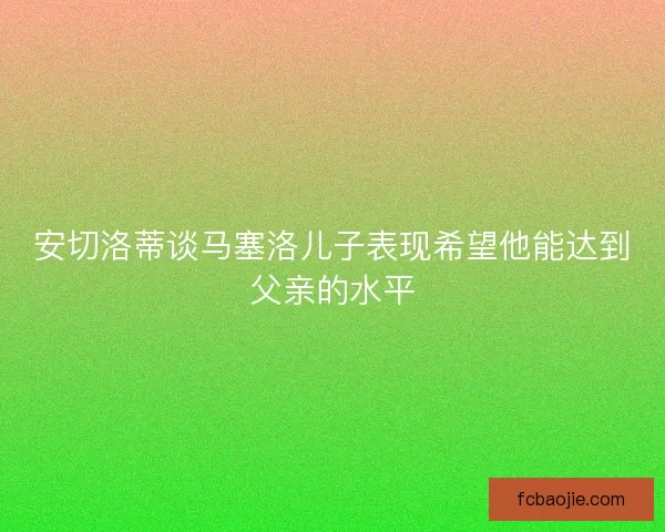 安切洛蒂谈马塞洛儿子表现希望他能达到父亲的水平